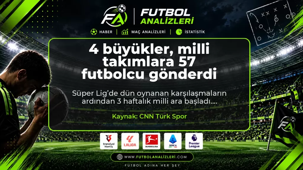 4 büyükler, milli takımlara 57 futbolcu gönderdi