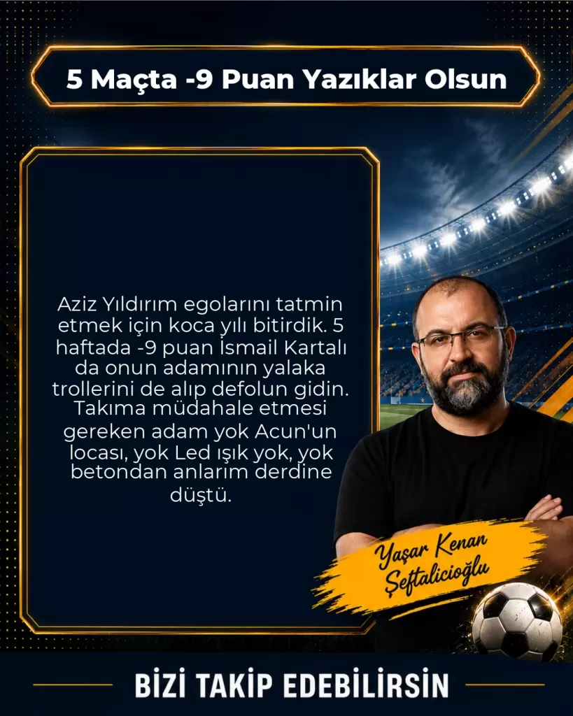 5 Maçta -9 Puan Yazıklar Olsun