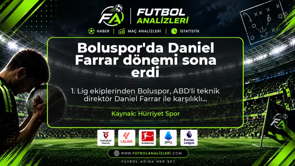 Boluspor’da Daniel Farrar dönemi sona erdi