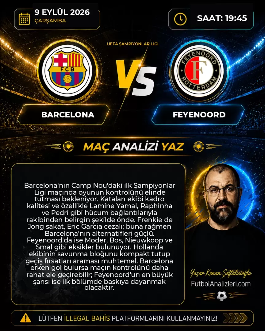 Barcelona – Feyenoord İddaa Tahmini ve Maç Analizi