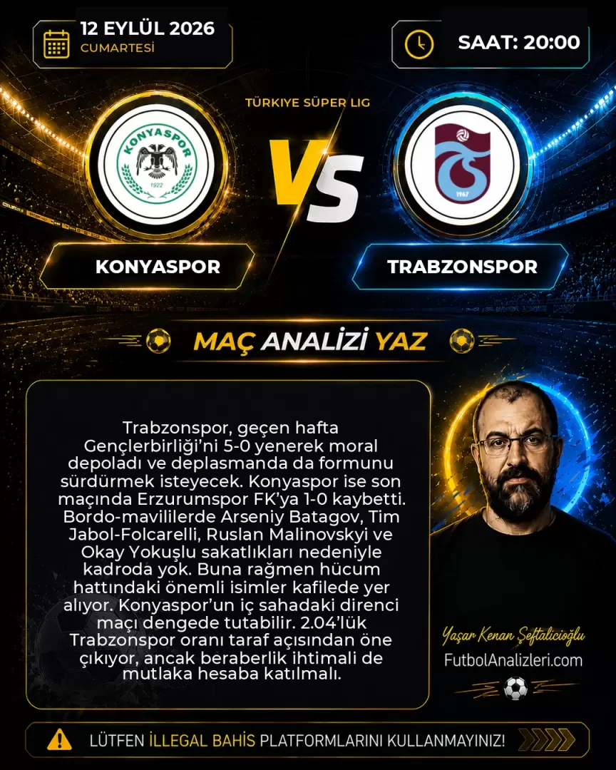 Konyaspor – Trabzonspor İddaa Tahmini ve Maç Analizi